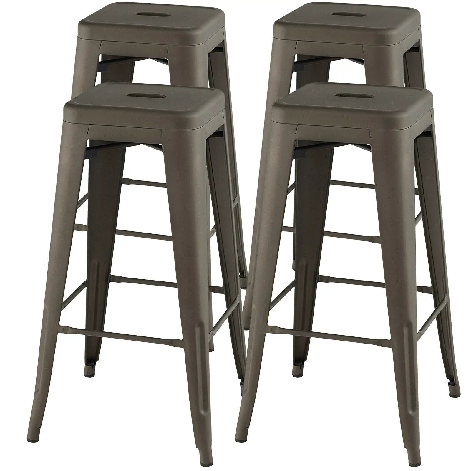 30 Inch Bar Stools Set of 4 with Square Seat and Handling Hole by DirectDeals