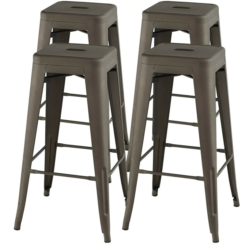 30 Inch Bar Stools Set of 4 with Square Seat and Handling Hole by DirectDeals