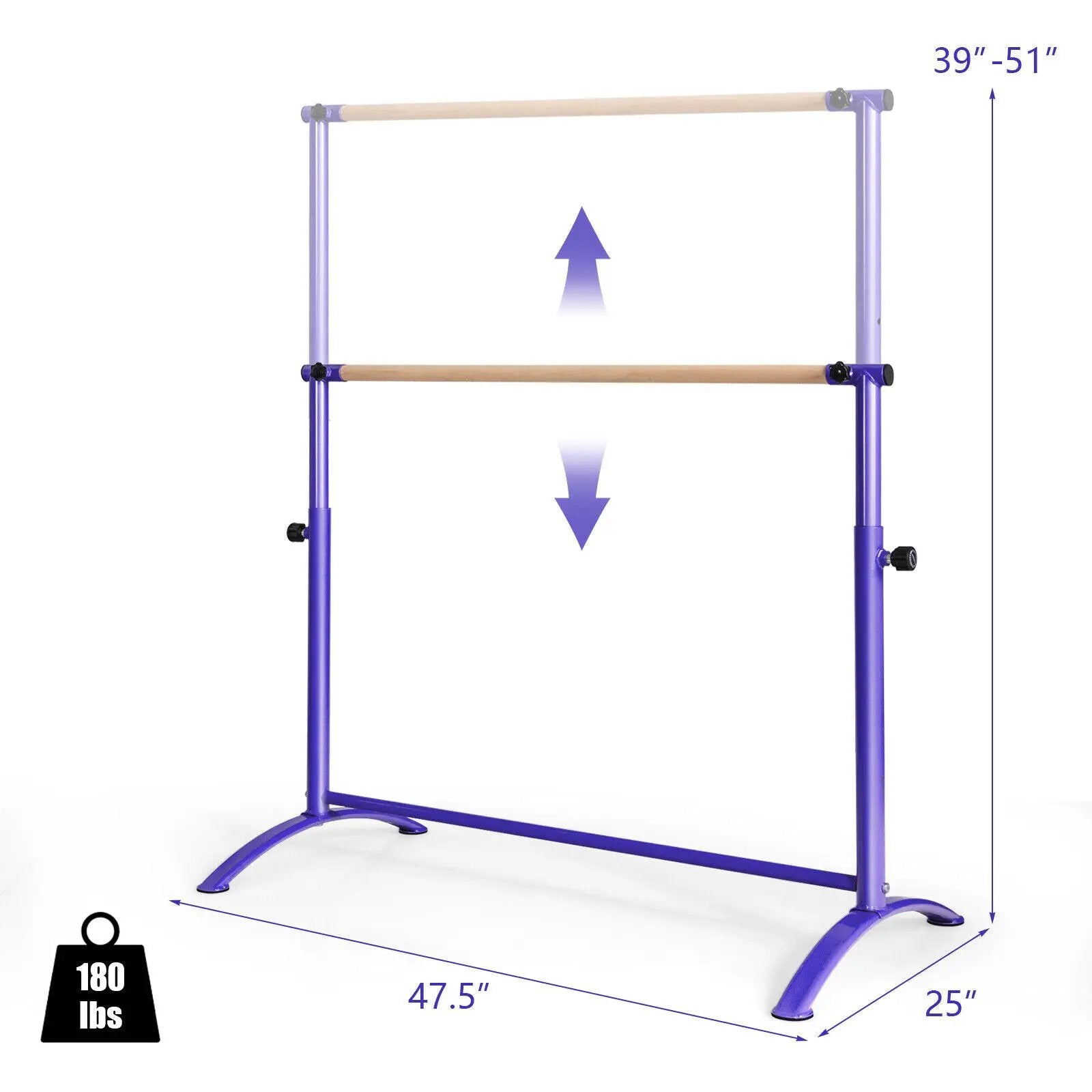 51 Inch Ballet Barre Bar with 4-Position Adjustable Height by DirectDeals