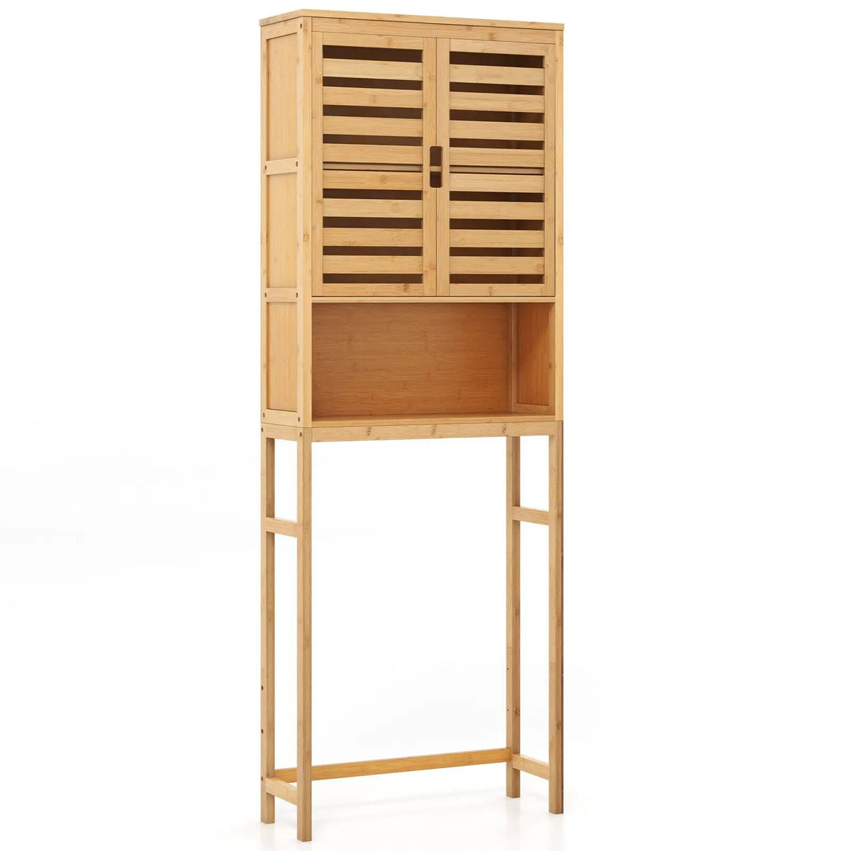 Bamboo Over The Toilet Storage Cabinet Bathroom with Adjustable Shelf-Natural by DirectDeals