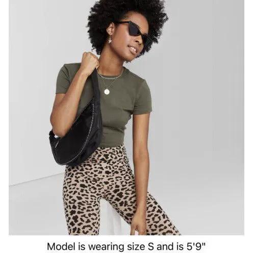 Women's Short Sleeve Cropped T-Shirt - Wild Fable™ XL OLIVE GREEN by Selzalot