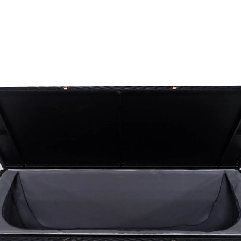 Black Wicker Patio Deck Box with 113 Gallon Storage and Metal Frame by Sharicks