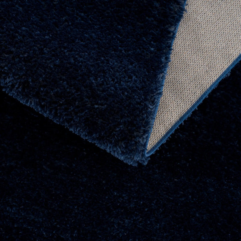 Navero Dark Blue Subtle Wavy Abstract Modern Minimalist Polyester Machine Woven Area Rug - Clearance by Boutique Rugs