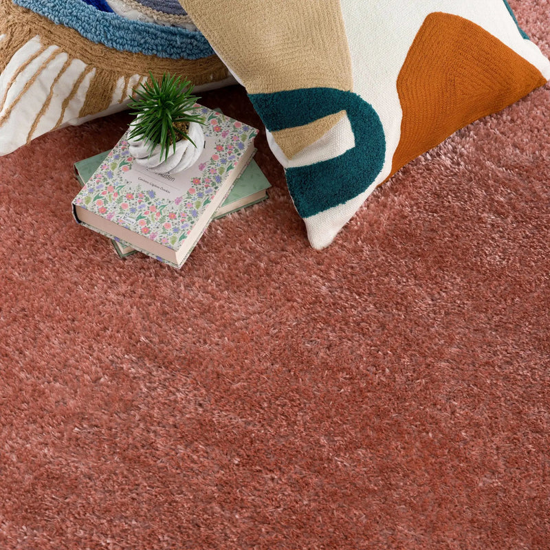 Rosava Dusty Pink Subtle Wavy Abstract Modern Minimalist Polyester Machine Woven Area Rug - Clearance by Boutique Rugs