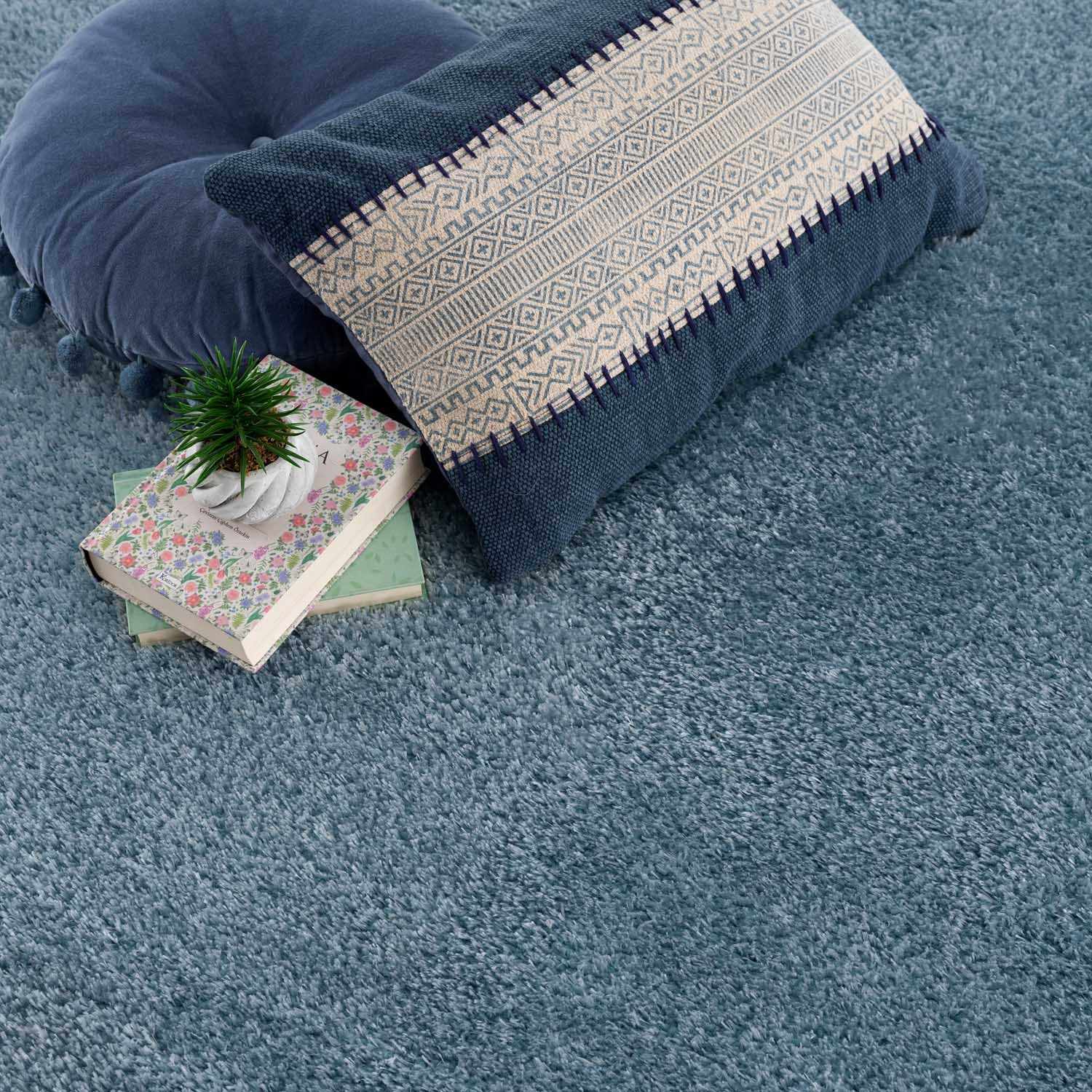 Heavenly Solid Blue Plush Rug - Clearance by Boutique Rugs