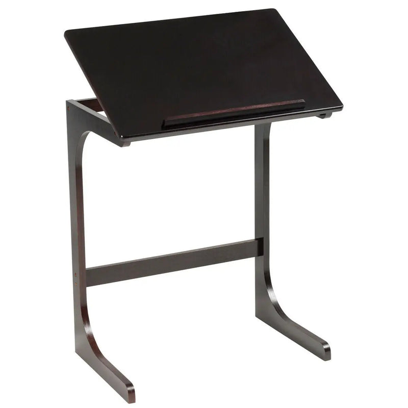 Adjustable C-Shape Couch End Table wth Tilting Top-Brown by DirectDeals