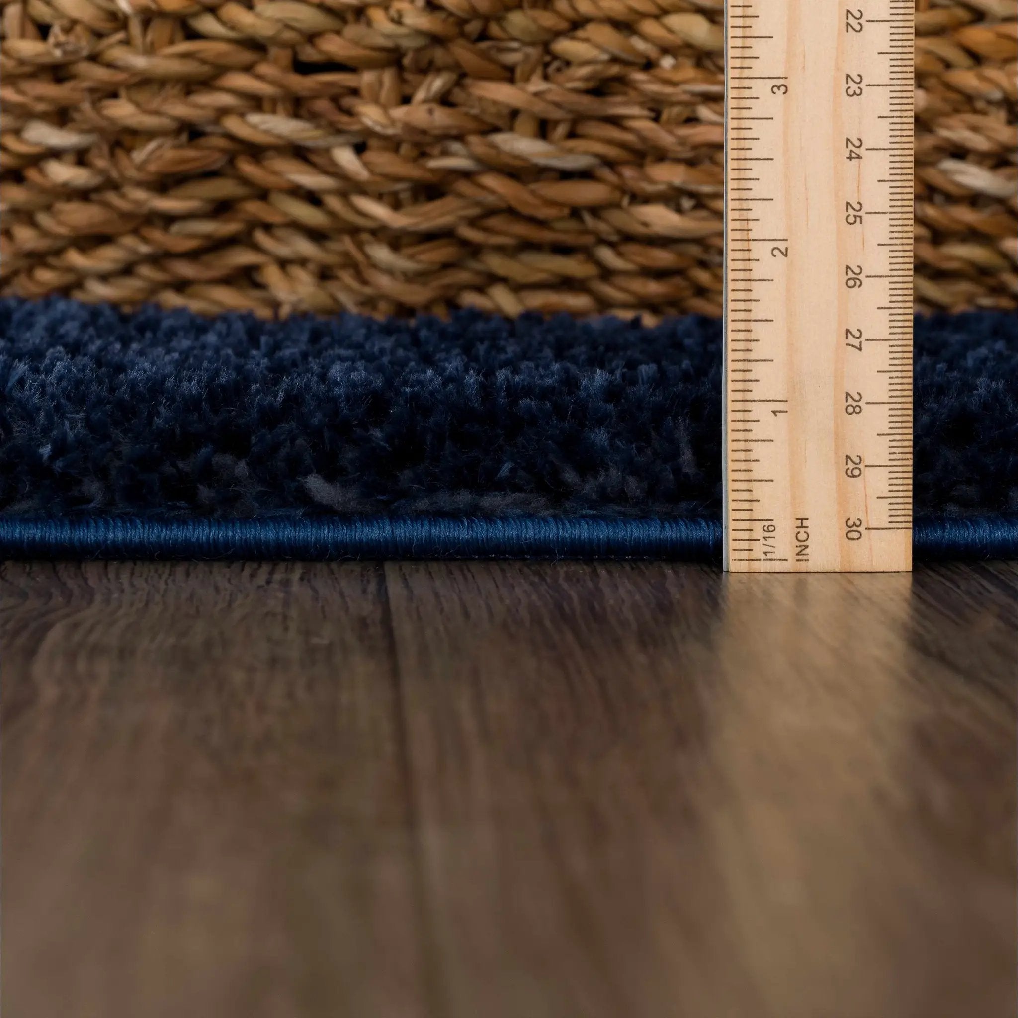 Navero Dark Blue Subtle Wavy Abstract Modern Minimalist Polyester Machine Woven Area Rug - Clearance by Boutique Rugs