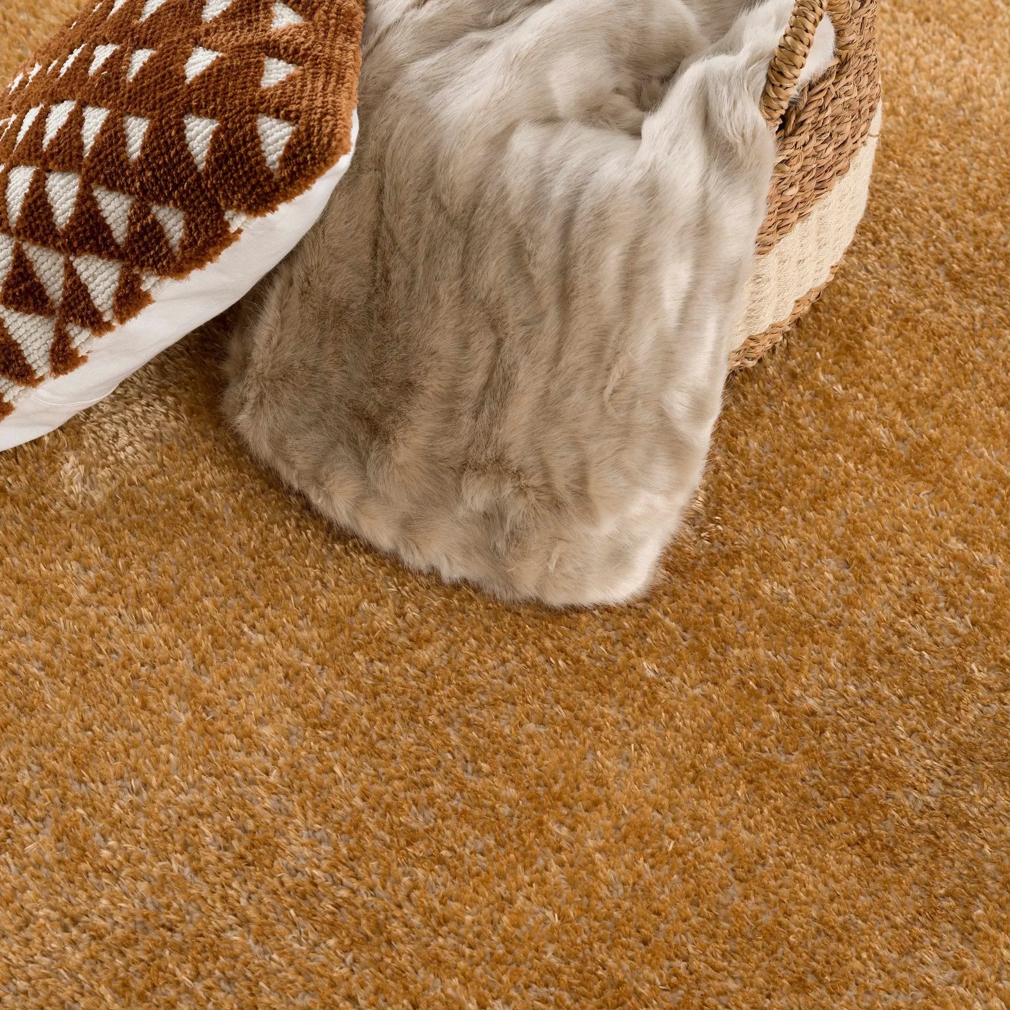 Heavenly Solid Mustard Plush Rug - Clearance by Boutique Rugs