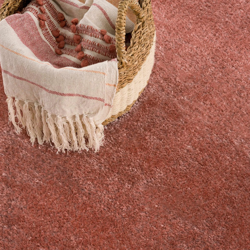 Rosava Dusty Pink Subtle Wavy Abstract Modern Minimalist Polyester Machine Woven Area Rug - Clearance by Boutique Rugs