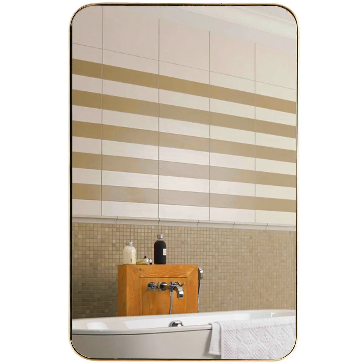 32 Inch x 20 Inch Metal Frame Wall-Mounted Rectangle Mirror by DirectDeals