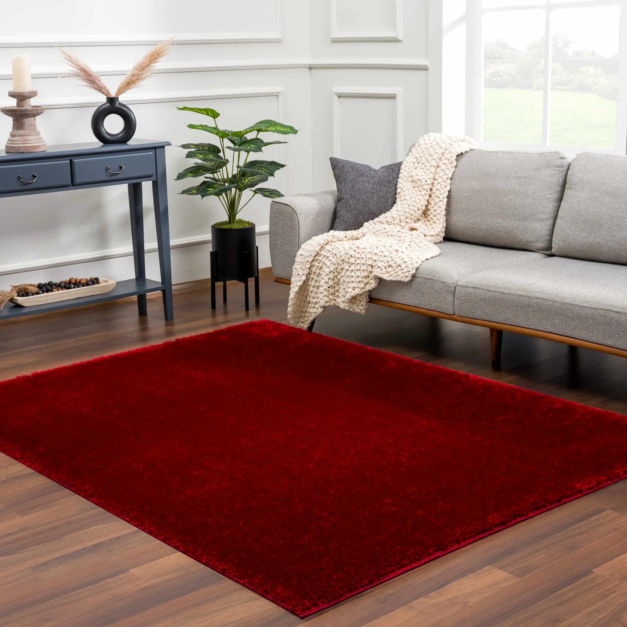 Heavenly Solid Red Plush Rug - Clearance by Boutique Rugs