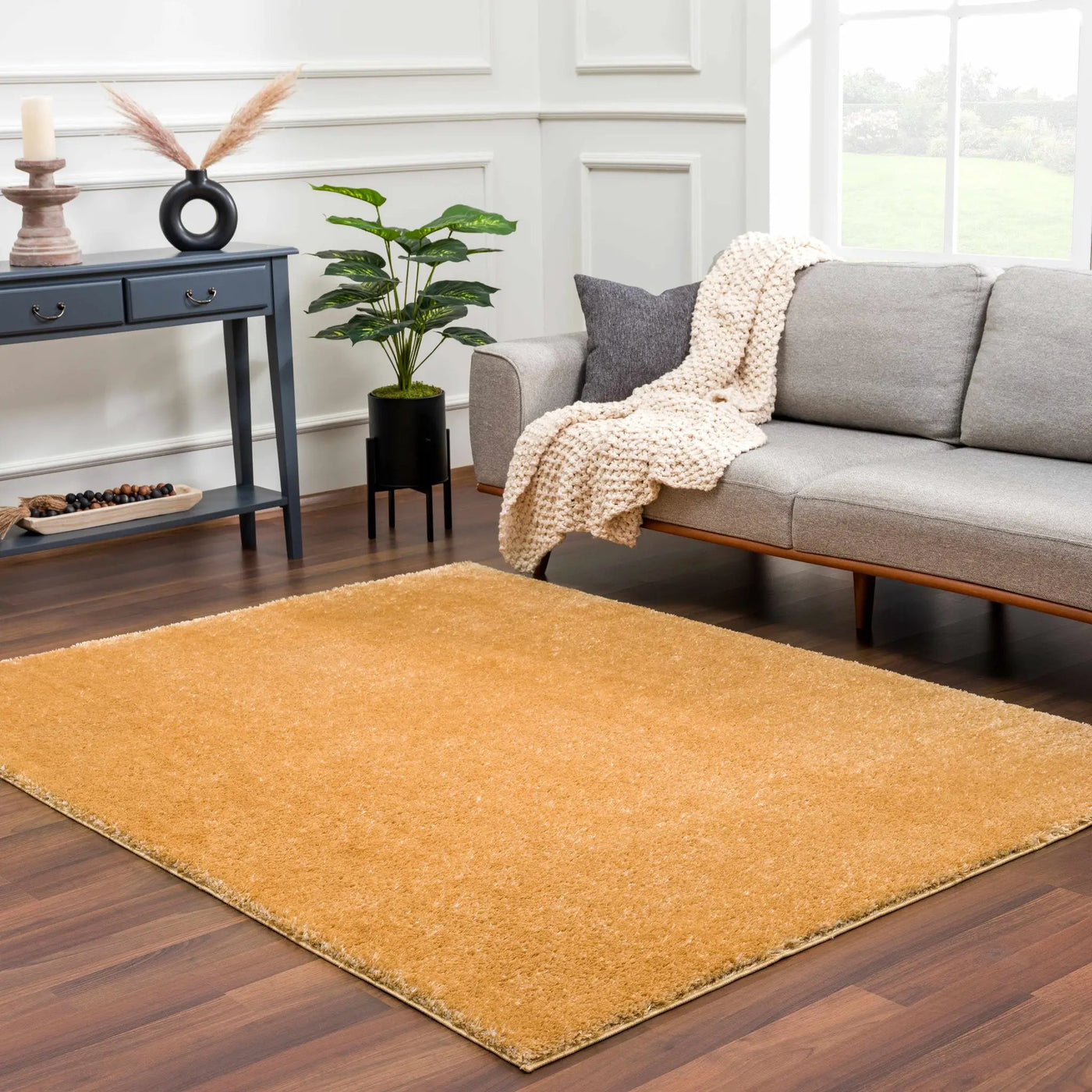 Heavenly Solid Mustard Plush Rug - Clearance by Boutique Rugs