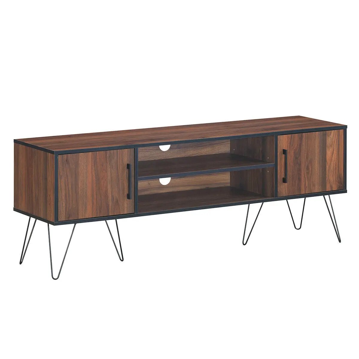 Retro Modern TV Stand with 6 Metal Legs for TVs up to 65 Inch with 2 Cable Holes by DirectDeals