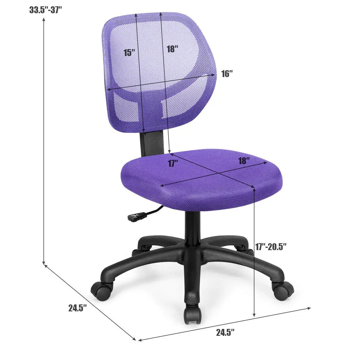 Low-back Computer Task Chair with Adjustable Height and Swivel Casters by DirectDeals