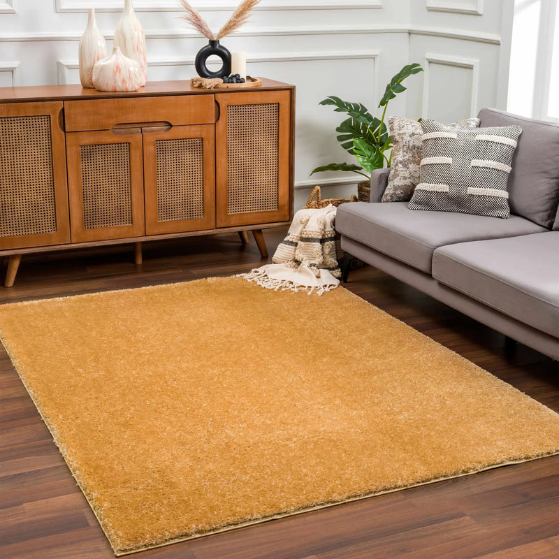 Heavenly Solid Mustard Plush Rug - Clearance by Boutique Rugs