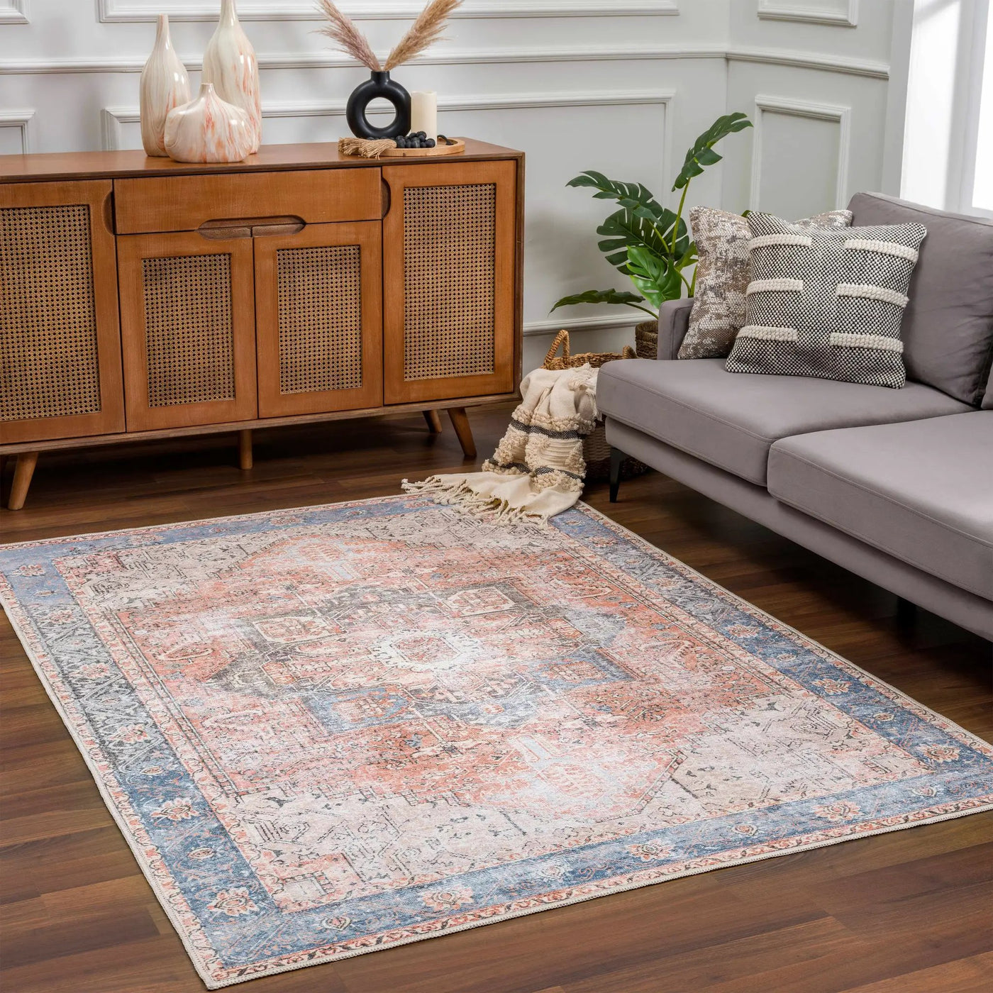 Rosman Distressed Washable Area Rug by Boutique Rugs