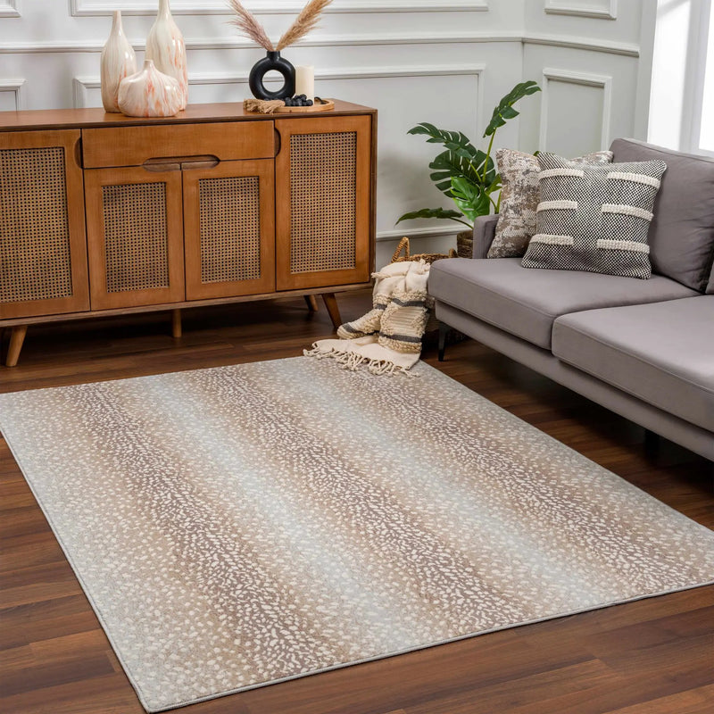 Pointblank Tan Leopard Print Rug by Boutique Rugs