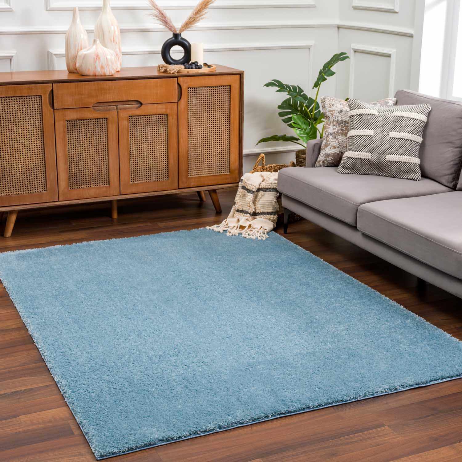 Heavenly Solid Blue Plush Rug - Clearance by Boutique Rugs