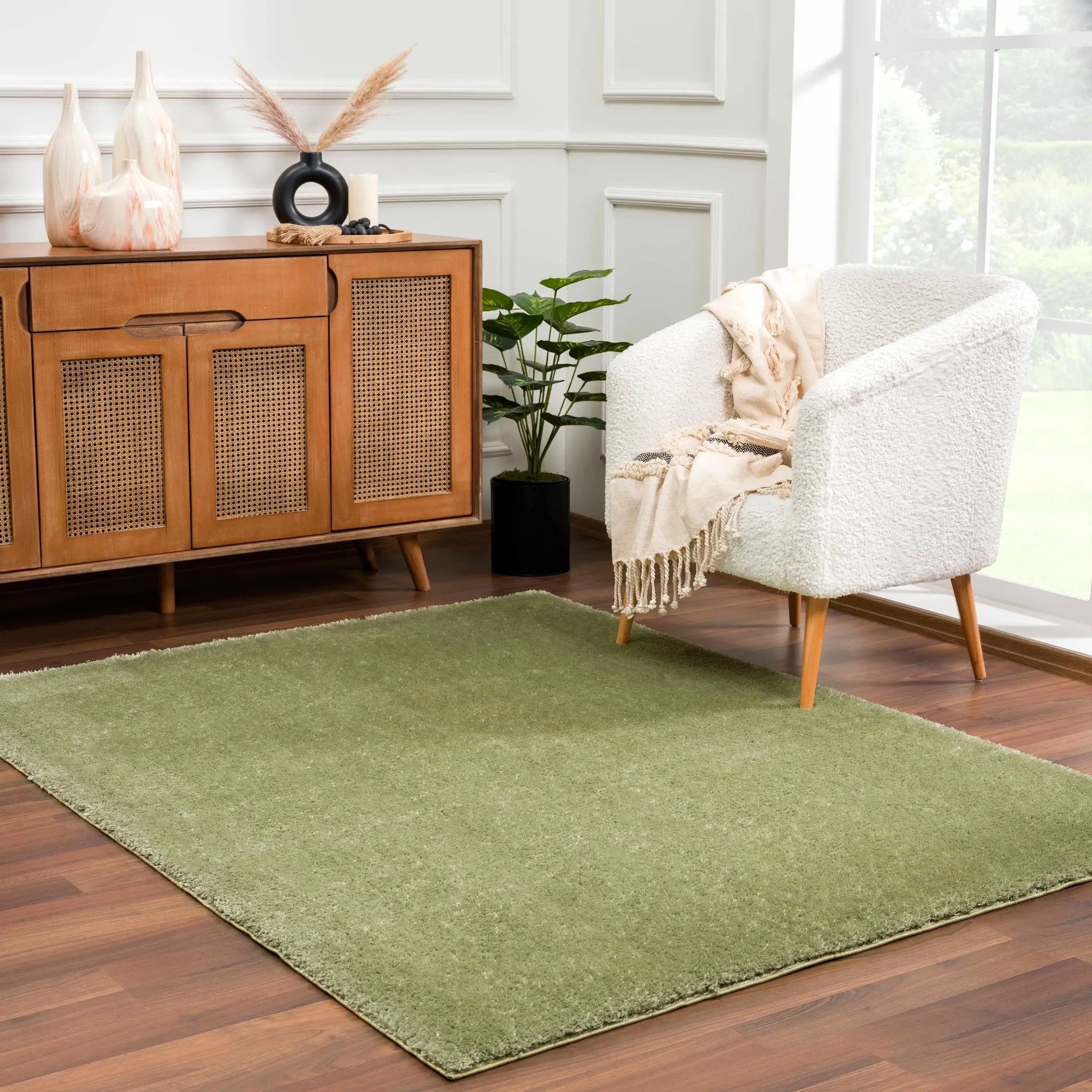 Heavenly Solid Green Plush Rug - Clearance by Boutique Rugs