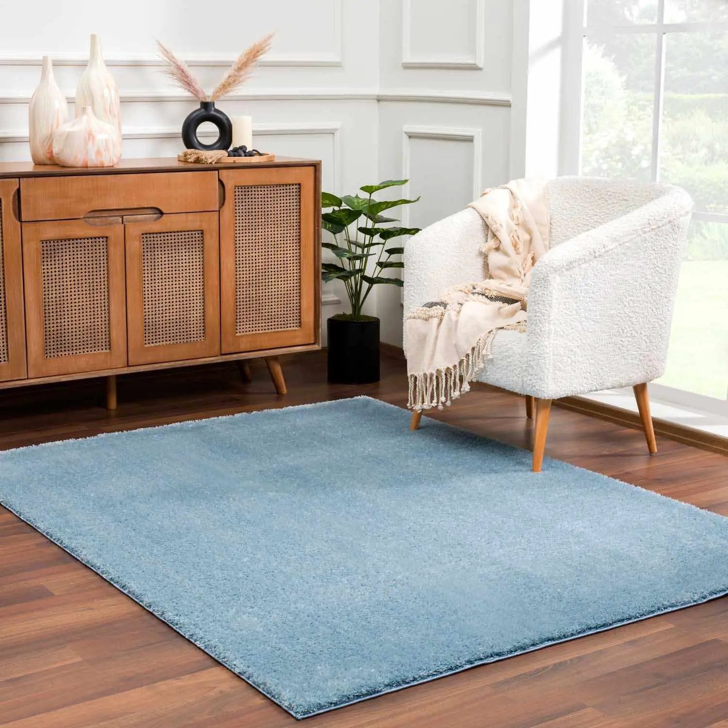 Heavenly Solid Blue Plush Rug - Clearance by Boutique Rugs