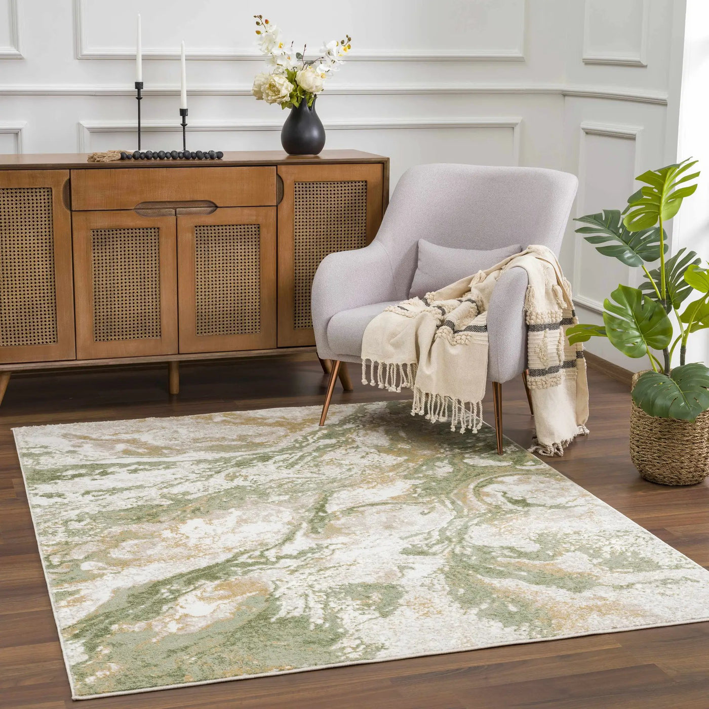 Lively Marble Green Area Rug by Boutique Rugs