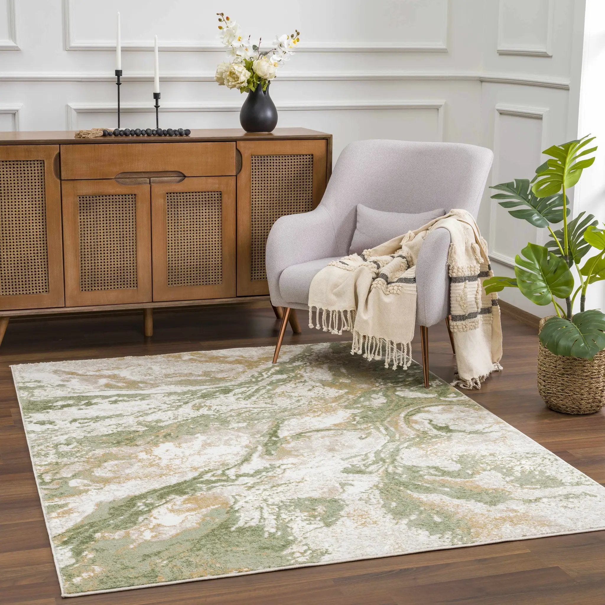 Lively Marble Green Area Rug by Boutique Rugs
