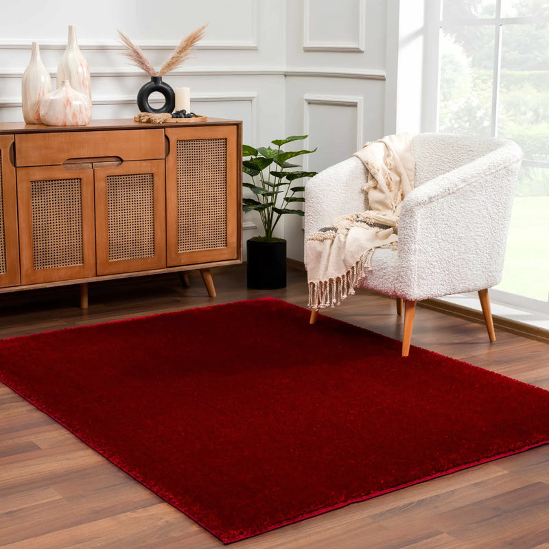 Heavenly Solid Red Plush Rug - Clearance by Boutique Rugs