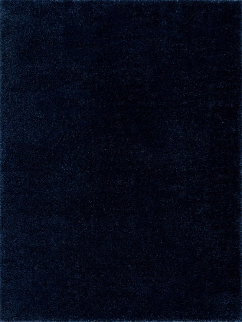 Navero Dark Blue Subtle Wavy Abstract Modern Minimalist Polyester Machine Woven Area Rug - Clearance by Boutique Rugs