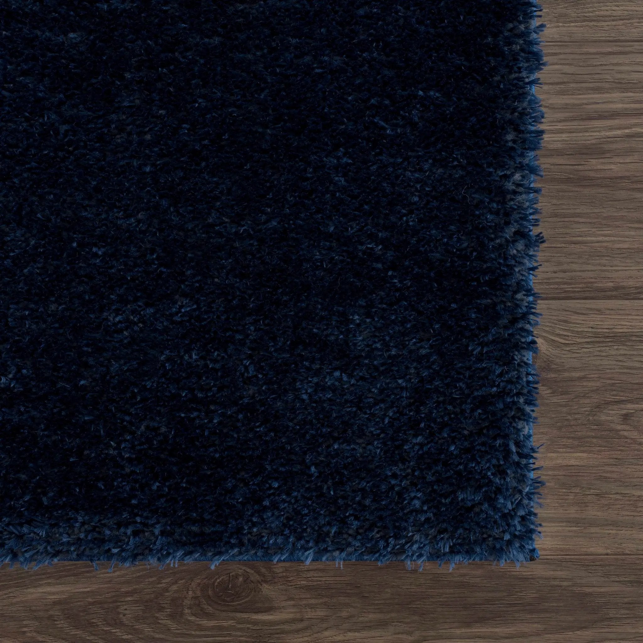 Navero Dark Blue Subtle Wavy Abstract Modern Minimalist Polyester Machine Woven Area Rug - Clearance by Boutique Rugs
