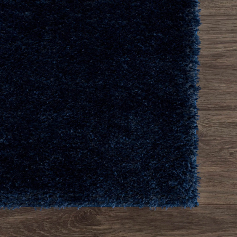 Navero Dark Blue Subtle Wavy Abstract Modern Minimalist Polyester Machine Woven Area Rug - Clearance by Boutique Rugs