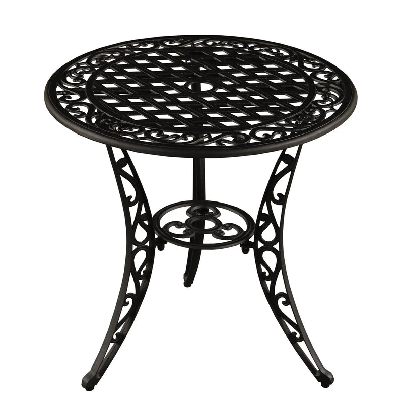 Black Ornate Outdoor Patio Garden Aluminum 3 Piece Bistro Set by Sharicks