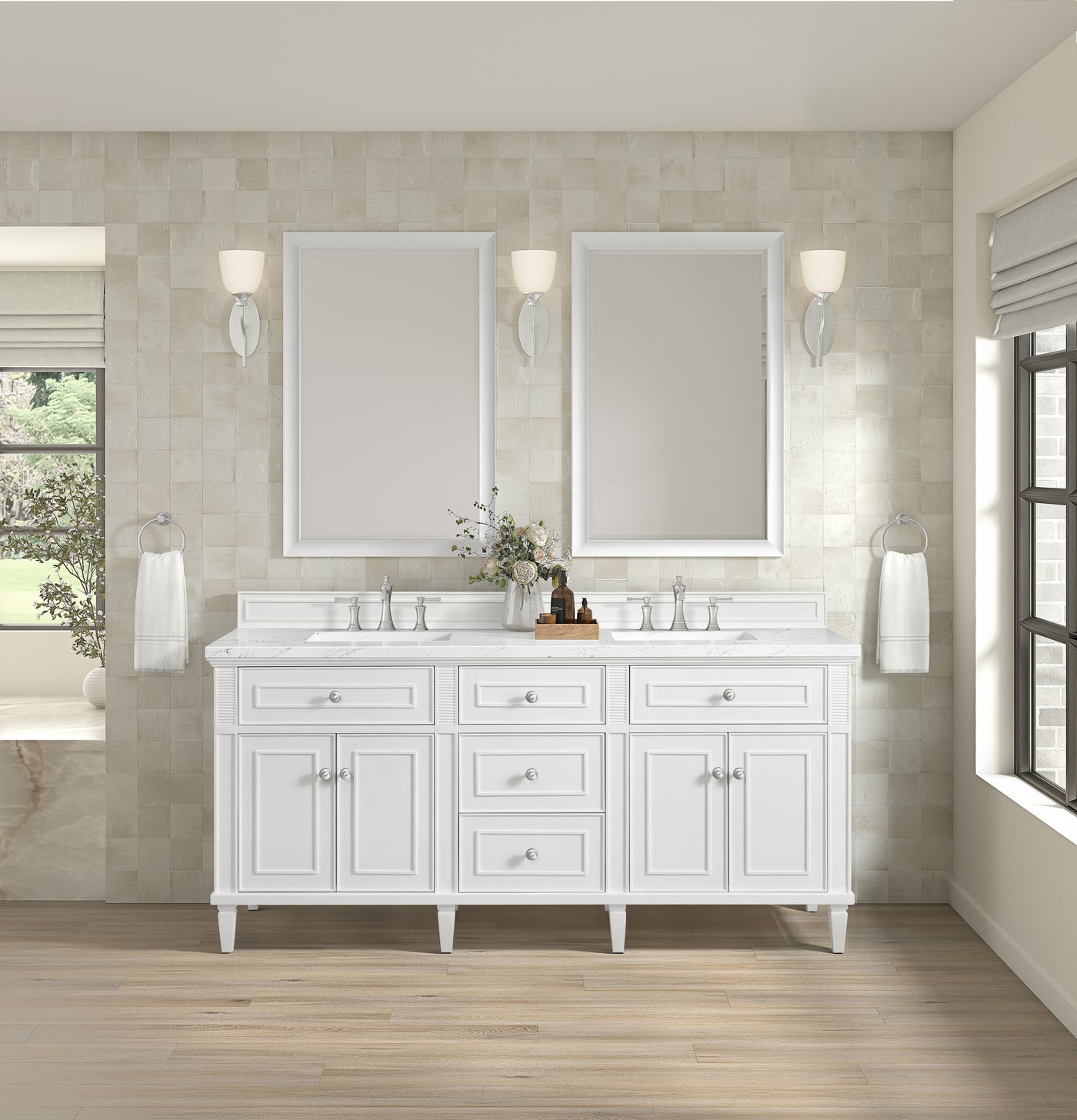 James Martin Lorelai 72" Double Bathroom Vanity, Bright White by James Martin