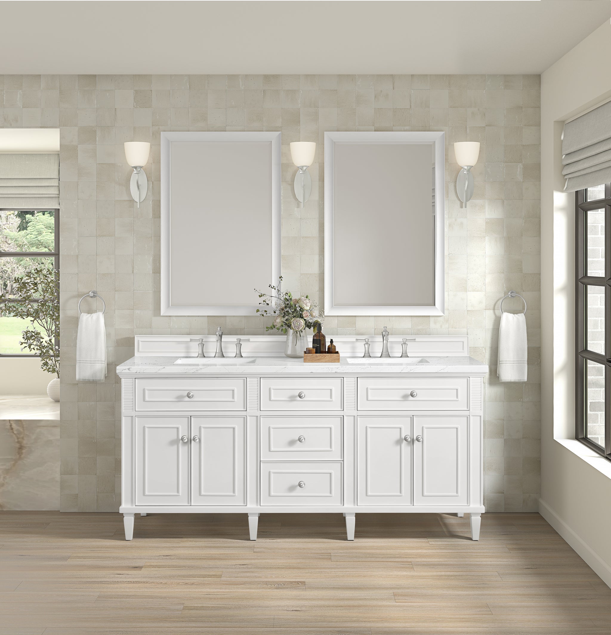 James Martin Lorelai 72" Double Bathroom Vanity, Bright White by James Martin