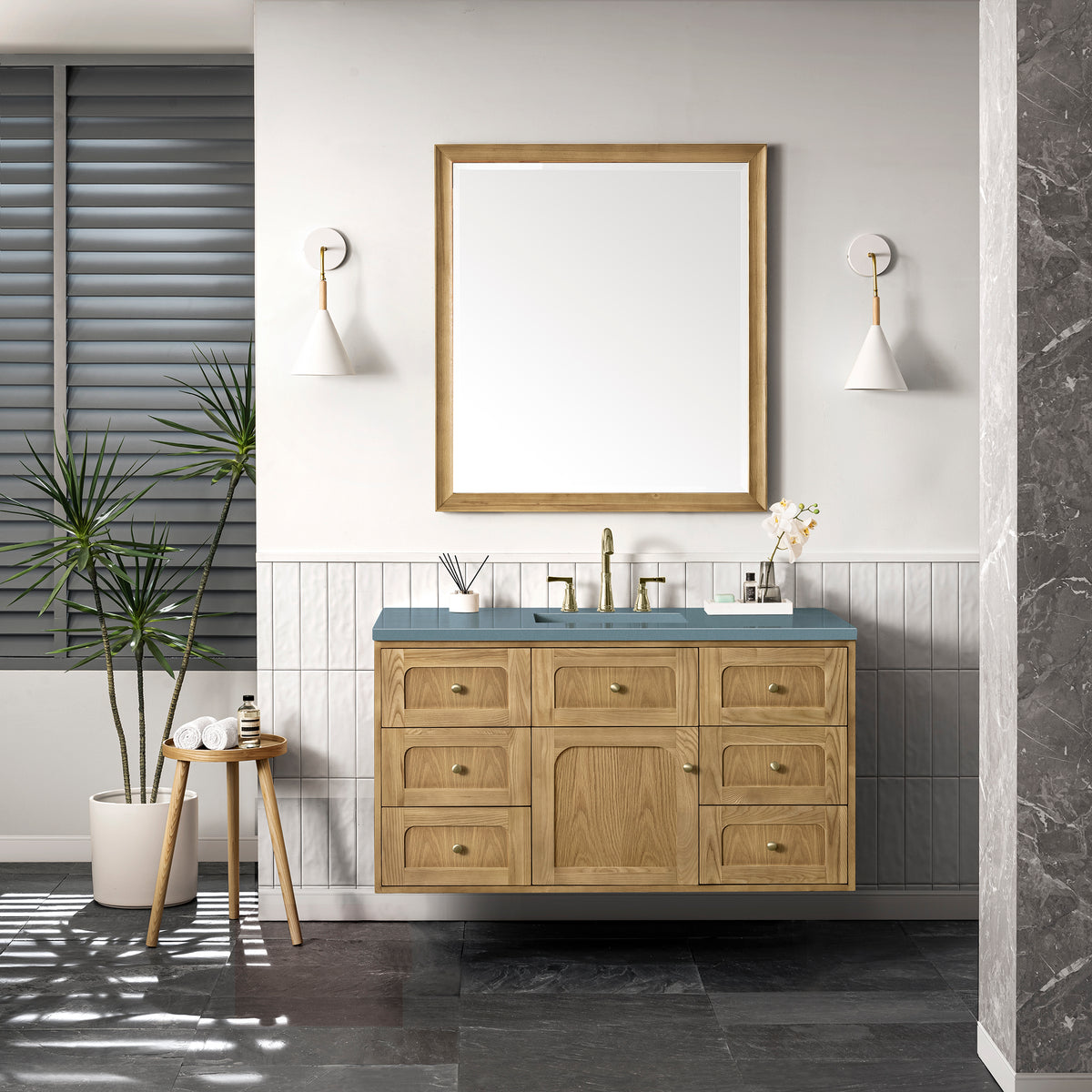 James Martin Laurent 48" Dual Mount Single Bathroom Vanity, Light Natural Oak, view 31