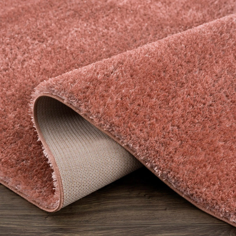 Rosava Dusty Pink Subtle Wavy Abstract Modern Minimalist Polyester Machine Woven Area Rug - Clearance by Boutique Rugs