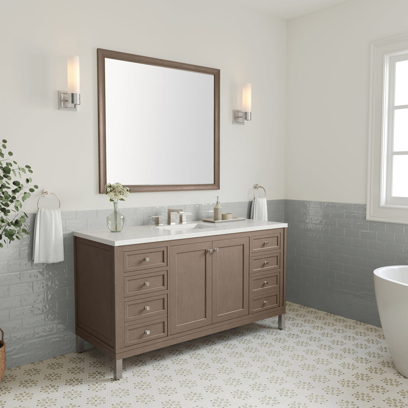 James Martin Chicago 60" Single Bathroom Vanity, Walnut Whisper by James Martin