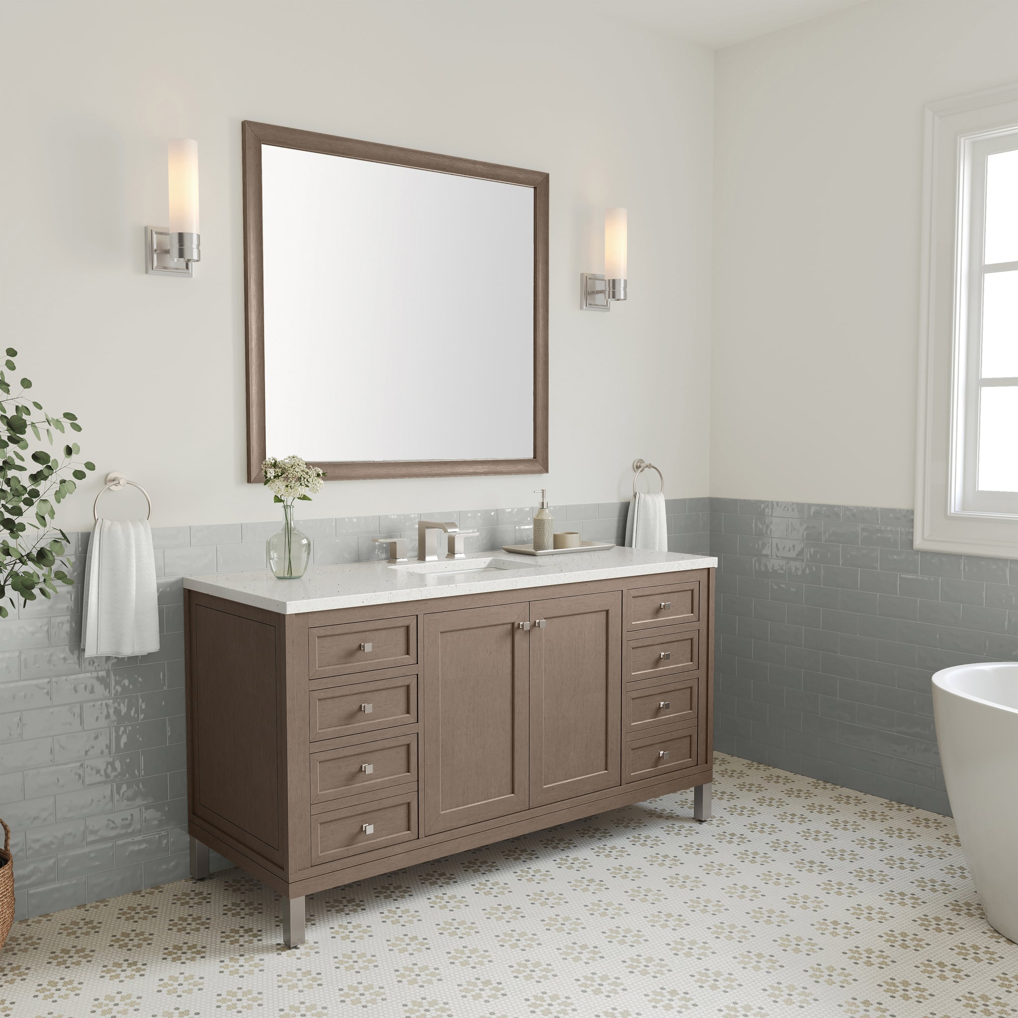 James Martin Chicago 60" Single Bathroom Vanity, Walnut Whisper by James Martin