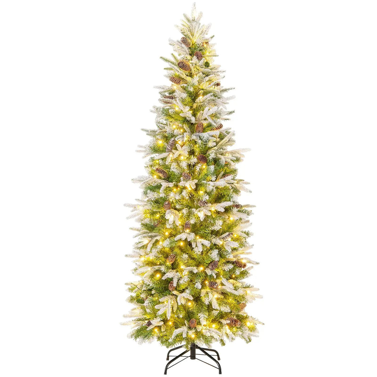 6/7.5/9 Feet Pre-Lit Artificial Christmas Tree Snow Flocked Hinged by DirectDeals