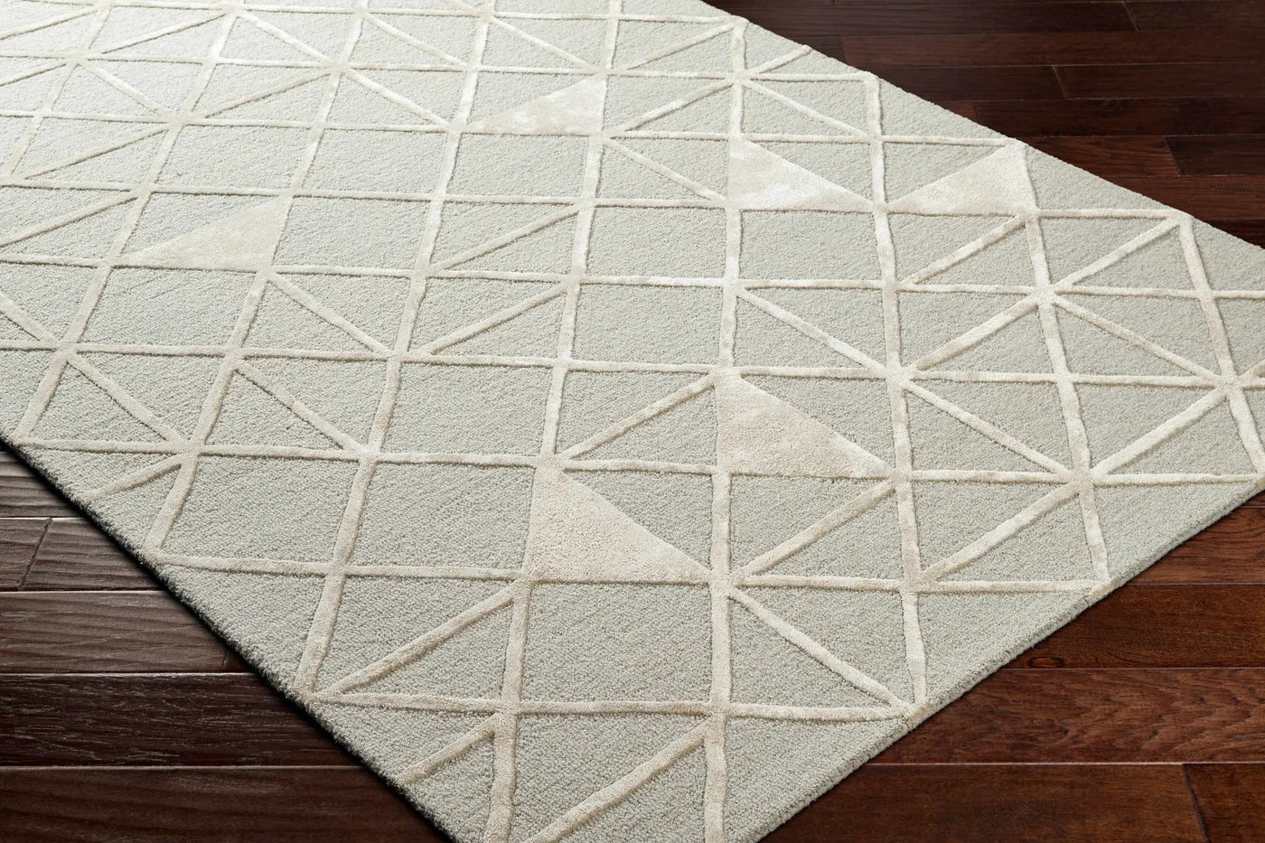 Botiu Blue Geometric Hand Tufted Wool Area Rug - Clearance by Boutique Rugs
