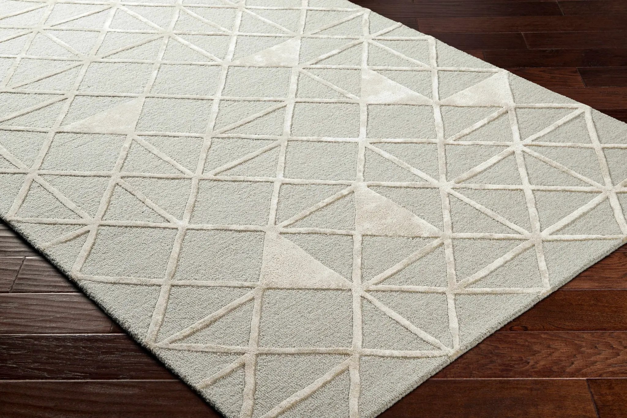 Botiu Blue Geometric Hand Tufted Wool Area Rug - Clearance by Boutique Rugs