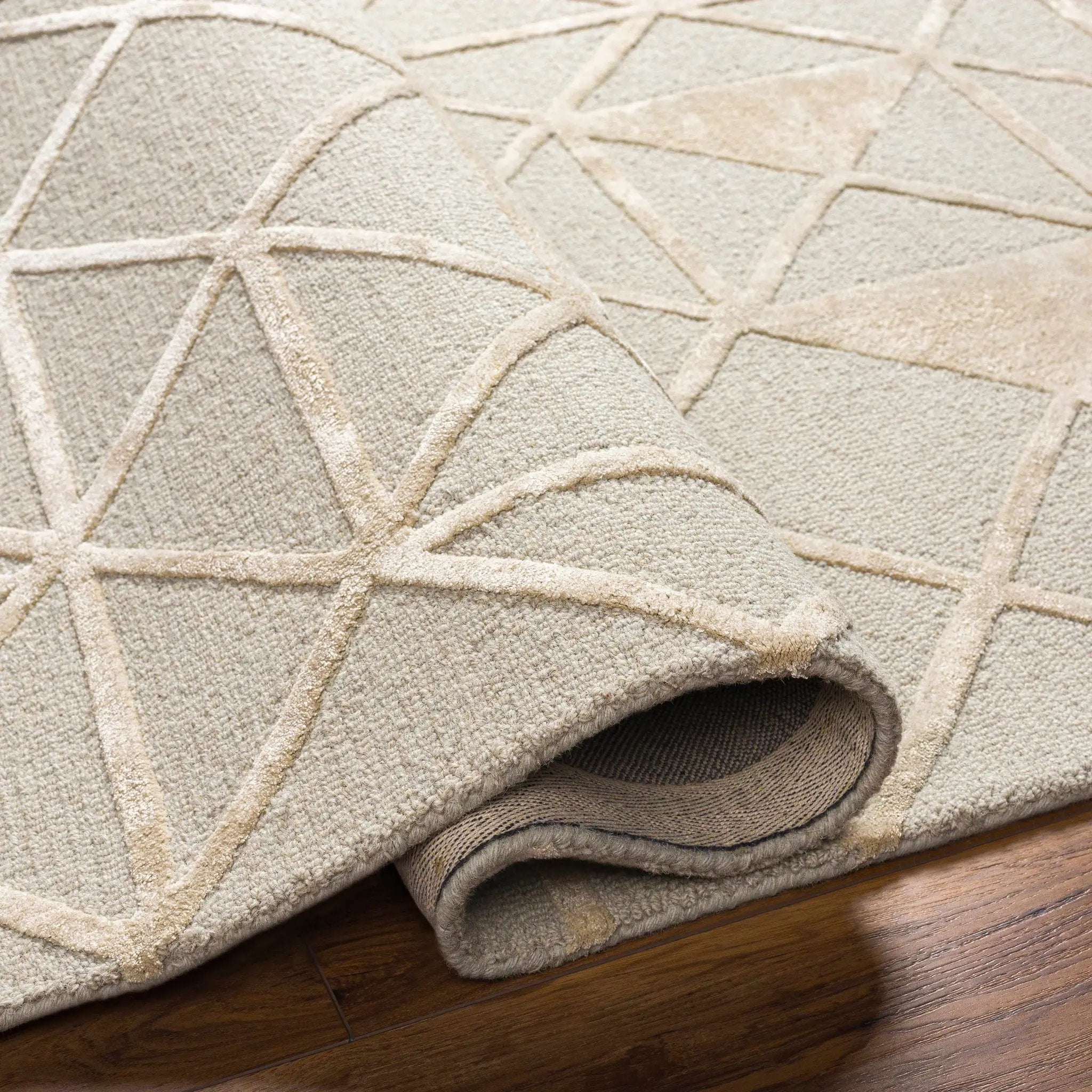 Botiu Blue Geometric Hand Tufted Wool Area Rug - Clearance by Boutique Rugs