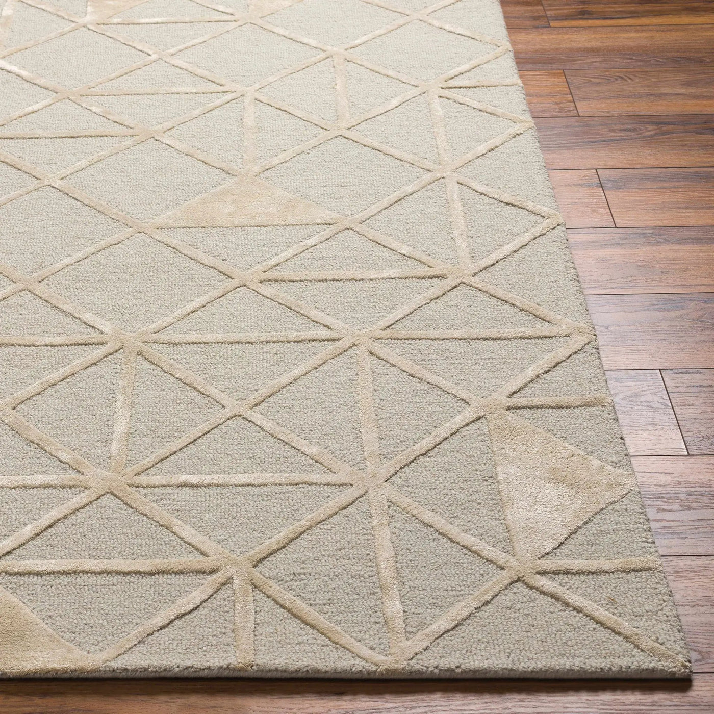 Botiu Blue Geometric Hand Tufted Wool Area Rug - Clearance by Boutique Rugs
