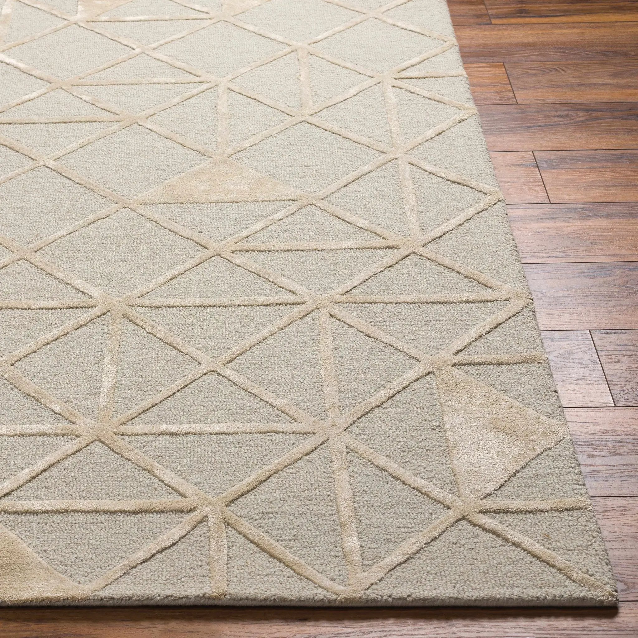 Botiu Blue Geometric Hand Tufted Wool Area Rug - Clearance by Boutique Rugs