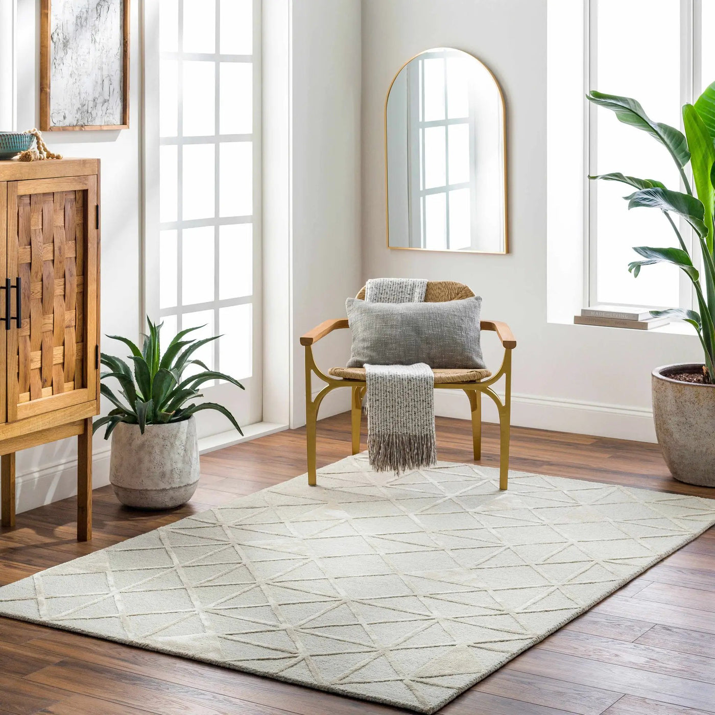 Botiu Blue Geometric Hand Tufted Wool Area Rug - Clearance by Boutique Rugs