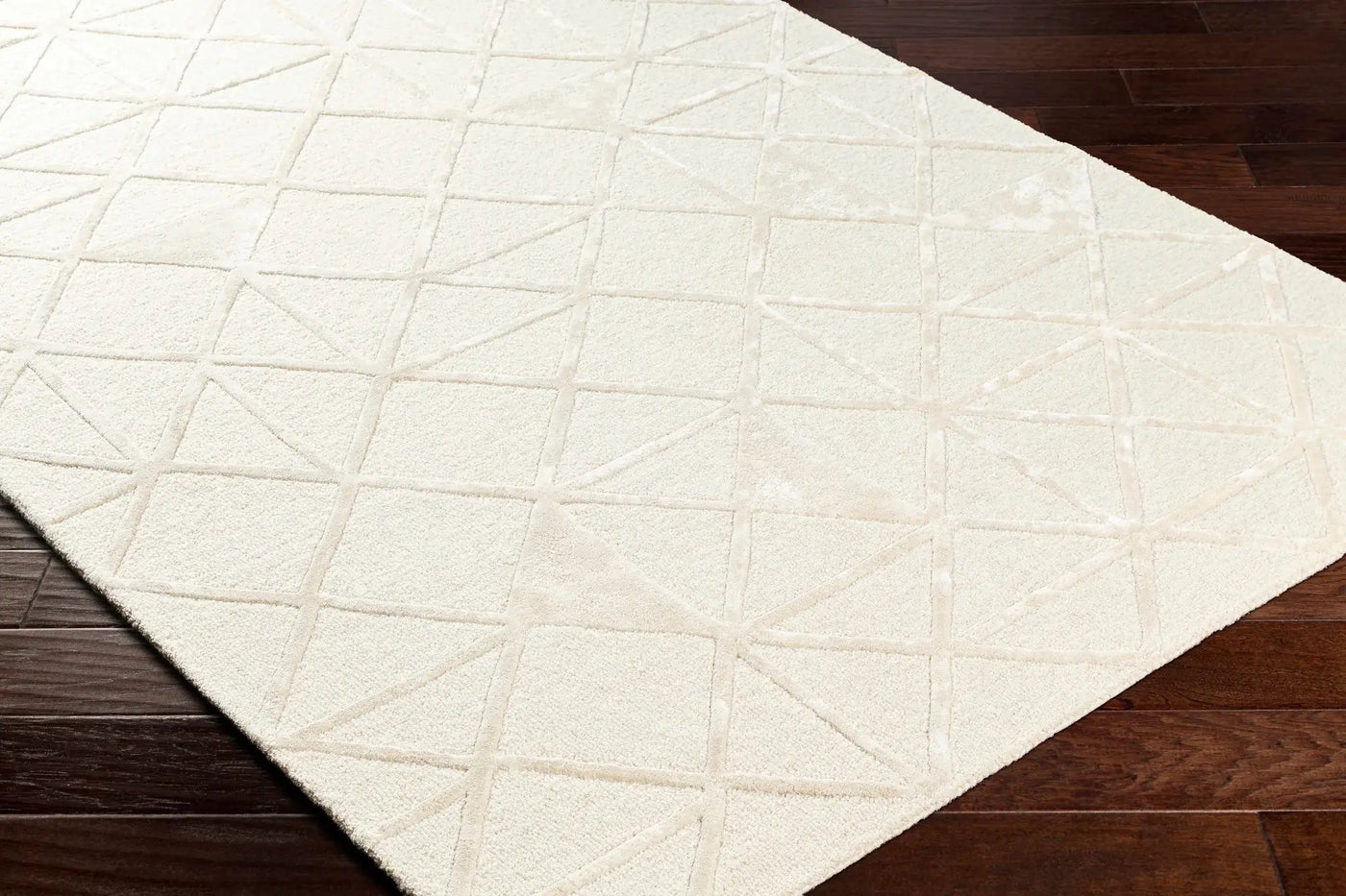 Jevau Beige Geometric Hand Tufted Wool Area Rug - Clearance by Boutique Rugs