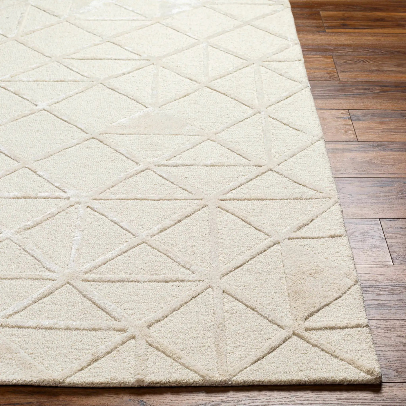 Jevau Beige Geometric Hand Tufted Wool Area Rug - Clearance by Boutique Rugs
