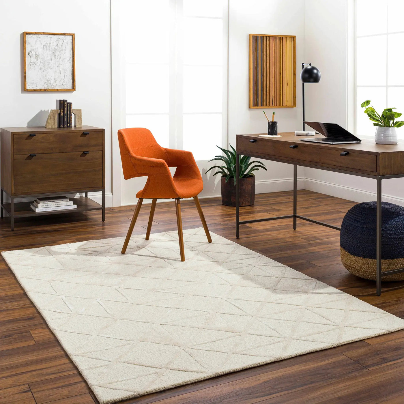 Jevau Beige Geometric Hand Tufted Wool Area Rug - Clearance by Boutique Rugs