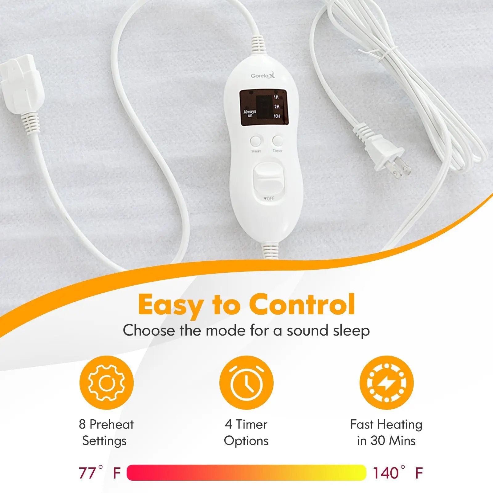 Safe Electric Heated Mattress Pad with 4 Size 8 Temperature 10-Hour Timer-Queen size by DirectDeals