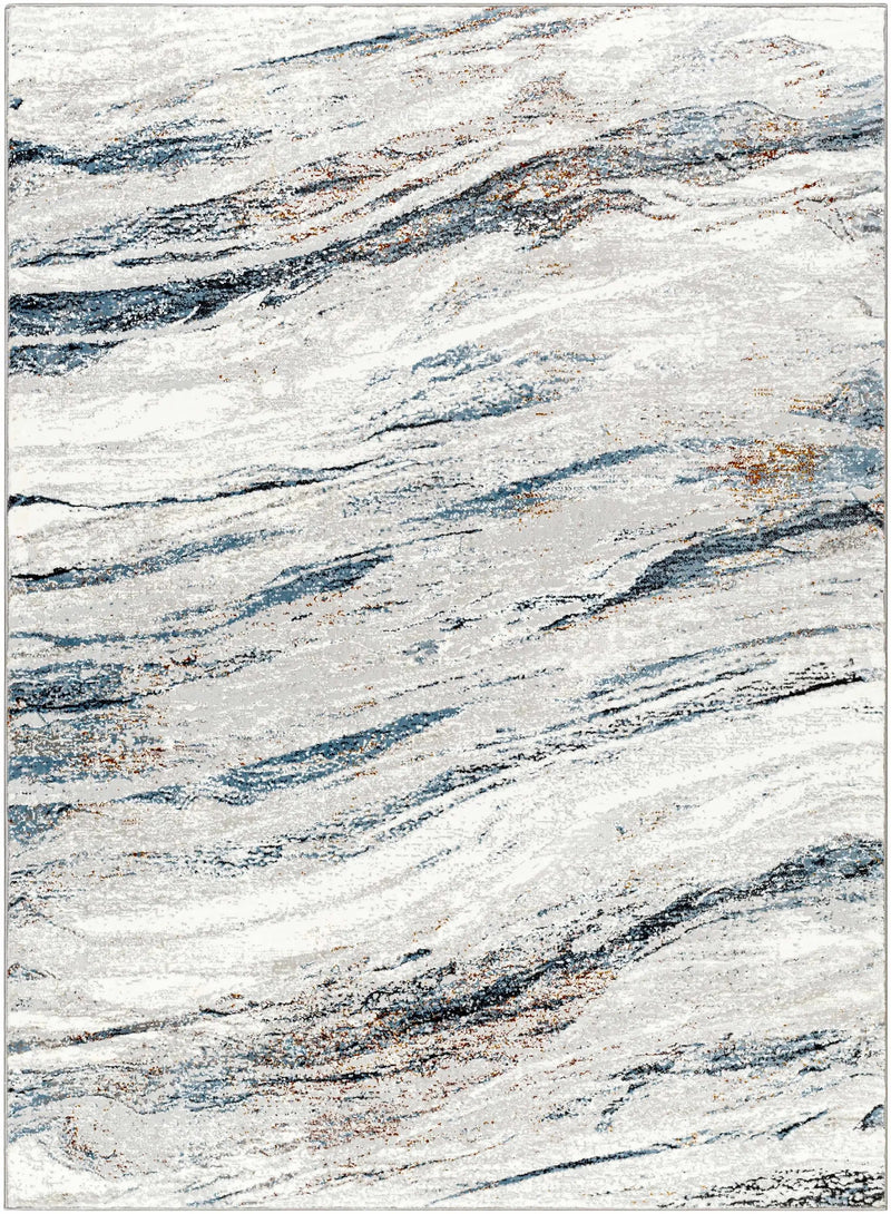 Glain Gray & Blue Marble Area Rug by Boutique Rugs