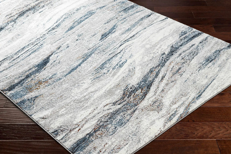 Glain Gray & Blue Marble Area Rug by Boutique Rugs